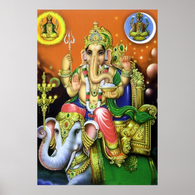 God Ganesha on Elephant Poster (Front)