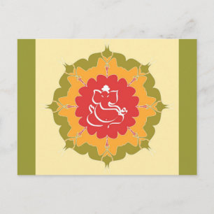 God Ganesha on mandala flower Postcard