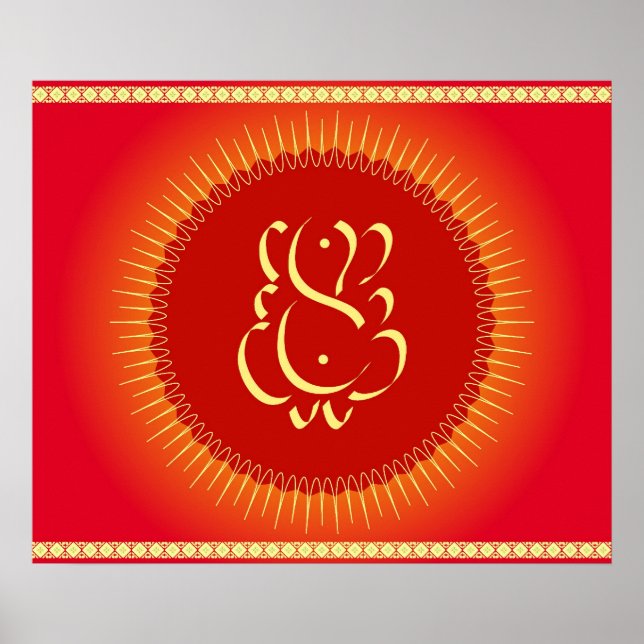 God Ganesha with sun rays Poster (Front)