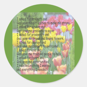 God Gave Me Strength Classic Round Sticker