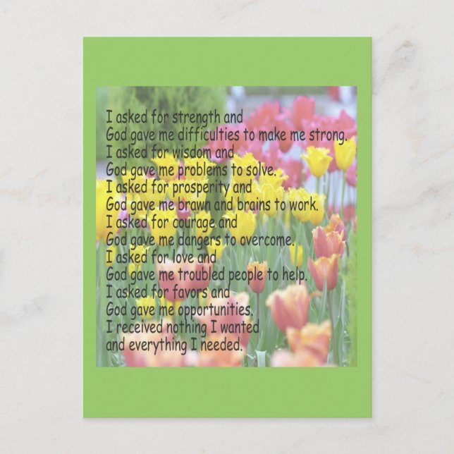 God Gave Me Strength Postcard (Front)