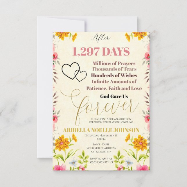 God Gave Us Forever Editable Adoption Invitation (Front)