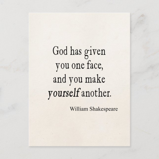 God Given One Face Make Another Shakespeare Quote Postcard (Front)