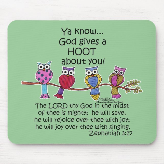 God Gives a Hoot Owls Mouse Pad (Front)