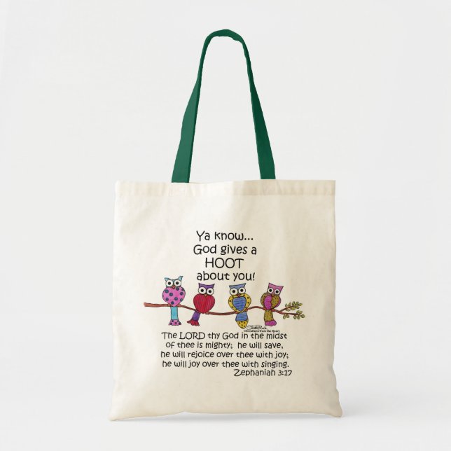 God Gives a Hoot Owls Tote Bag (Front)