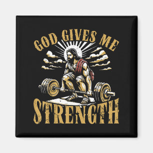 God Gives Me Strength Christian Gym Workout Motiva Magnet
