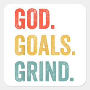 God Goals Grind Christian Workout Fitness Gym  Square Sticker