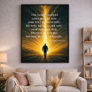 God Goes Before You Deuteronomy 31:8 Christian  Poster