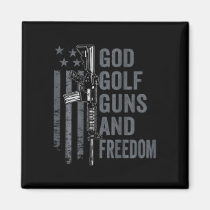 God Golf Guns And Freedom - Funny Pro Guns Golfer Magnet