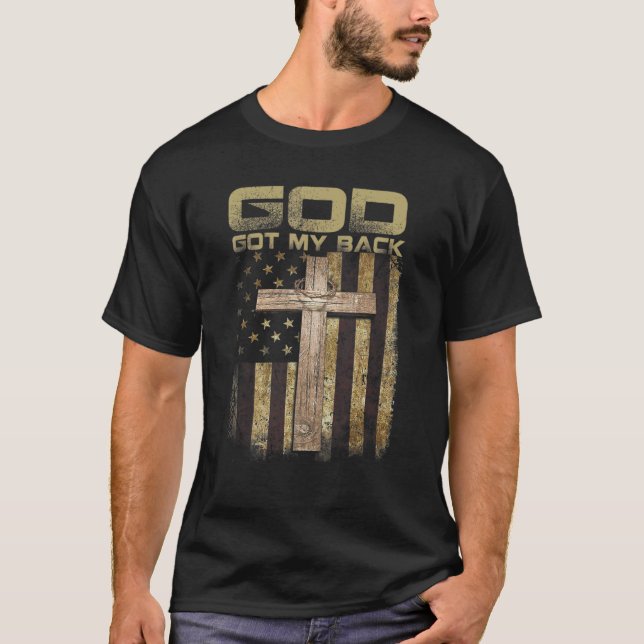 God Got My Back American Flag Christian Jesus Vint T-Shirt (Front)