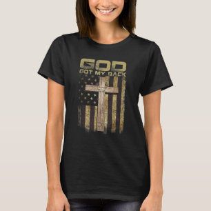 God Got My Back American Flag Christian Jesus Vint T-Shirt