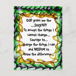 GOD grant me the SERENITY on a colourful postcard