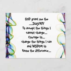 GOD grant me the SERENITY on a colourful postcard