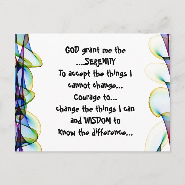 GOD grant me the SERENITY on a colourful postcard (Front)