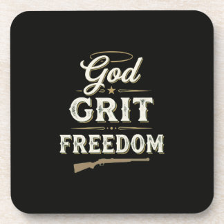 God Grit and Freedom Western Tactical Faith Design Coaster