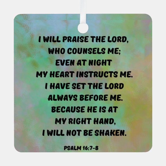 God Guides Me Psalm 16 Scripture Verse Bible Metal Tree Decoration (Front)