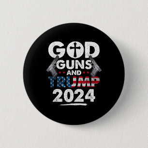 God Guns And Trump 2024 Usa American Flag 6 Cm Round Badge