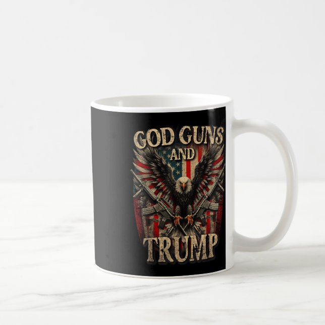 God Guns And Trump 2nd Amendment Flag Eagle Coffee Mug (Right)