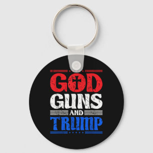 God Guns And Trump American Flag Patriot Key Ring