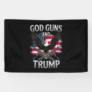 God Guns And Trump Eagle American Flag Vintage Banner