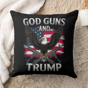 God Guns And Trump Eagle American Flag Vintage Cushion