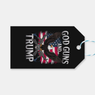 God Guns And Trump Eagle American Flag Vintage Gift Tags