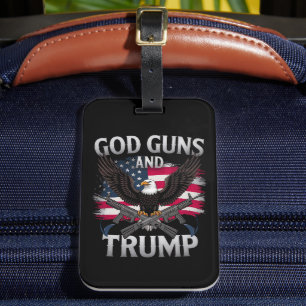 God Guns And Trump Eagle American Flag Vintage Luggage Tag