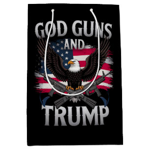 God Guns And Trump Eagle American Flag Vintage Medium Gift Bag