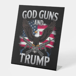 God Guns And Trump Eagle American Flag Vintage Pedestal Sign