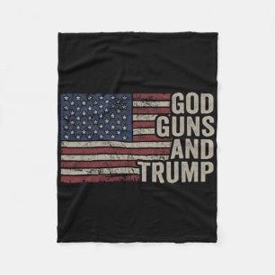 God Guns And Trump - Pro God Gun Funny Republican Fleece Blanket