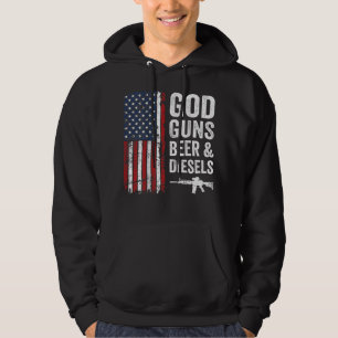 God Guns Beer And Diesels - Mens USA Truck Mechani Hoodie