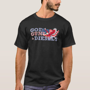God Guns Diesels - American Flag Country Silhouett T-Shirt