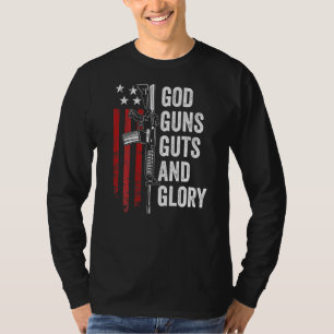 God Guns Guts Glory Patriotic Usa Flag Pro Gun T-Shirt