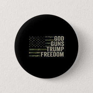 God Guns Trump Freedom - Funny Camouflage Pro Gun 6 Cm Round Badge