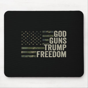 God Guns Trump Freedom - Funny Camouflage Pro Gun Mouse Pad