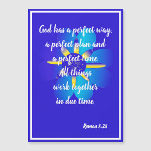 God has a perfect way Roman 8:28 Blue Magnet Card
