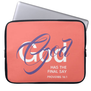 GOD HAS FINAL SAY Monogram Scripture Coral Laptop Sleeve