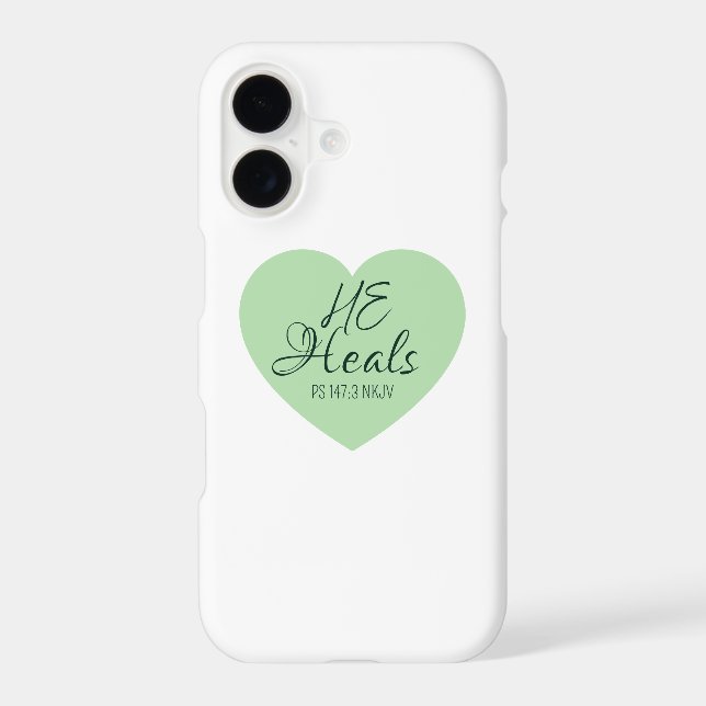 God Heals the Brokenhearted Soft Green Encouraging (Back)