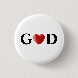 God Heart Calligraphy 3 Cm Round Badge