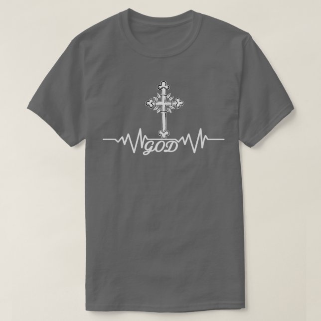 God Heartbeat Cross Christian Faith Pulse  T-Shirt (Design Front)