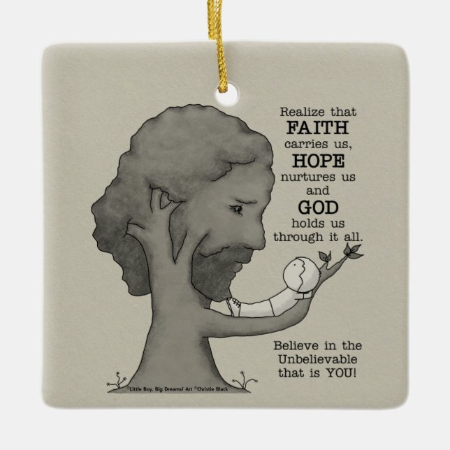 God Holds Us Ceramic Ornament (Front)