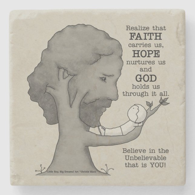 God Holds Us Stone Coaster (Front)