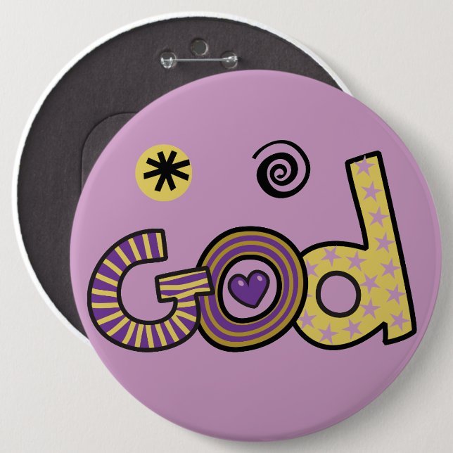 God I Doodles I Purple I 6x6 Button (Front & Back)