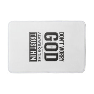 God Is Always on Time Christian Typography Design_ Bath Mat