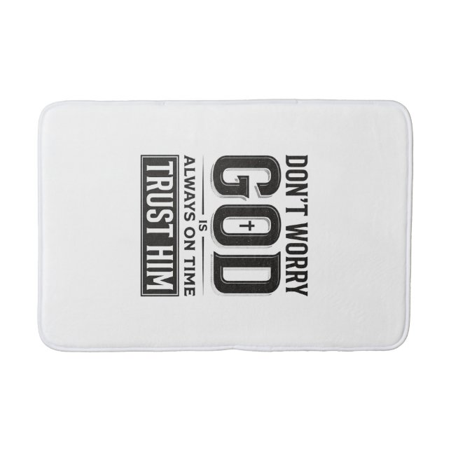 God Is Always on Time Christian Typography Design_ Bath Mat (Front)