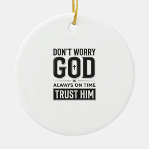 God Is Always on Time Christian Typography Design_ Ceramic Tree Decoration