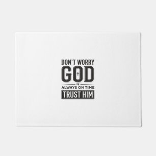 God Is Always on Time Christian Typography Design_ Doormat