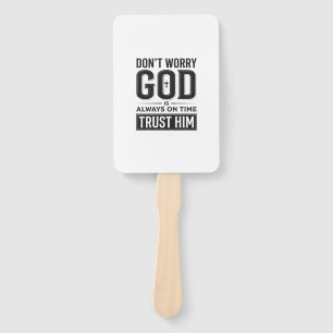 God Is Always on Time Christian Typography Design_ Hand Fan