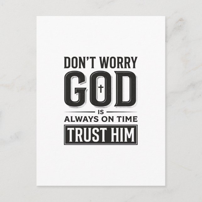 God Is Always on Time Christian Typography Design_ Postcard (Front)