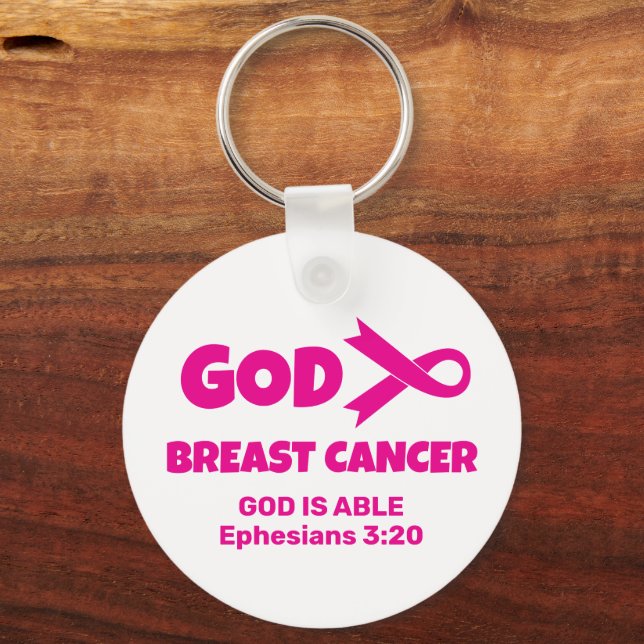 GOD IS BIGGER THAN BREAST CANCER Christian Key Ring (Front)